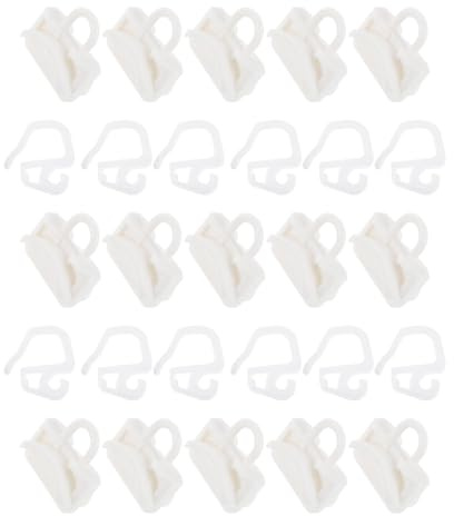 iplusmile Juego De 25 Piezas Unidades Ganchos y Deslizadores para Cortinas Blancos Accesorios de Plástico para Rieles de Techo Soportes para Pliegues y Cortinas de Baño Compatibles con