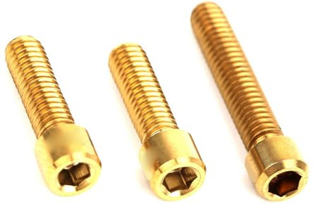 ANKROYU Titanium Alloy Steering Stem Handlebar Screws Bolts Set High Strength Lightweight Bike Accessories for Road Bicycle Rear Dial 3 Pcs M4x13.5 M4x20 ((Rear derailleur limiter, gold))