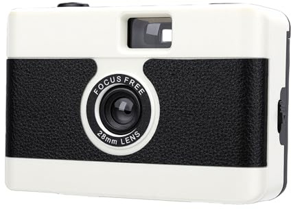 Yanmis 35mm Film Camera, Vintage Style Reusable Retro Camera with Built in Flash for Travel Photography Easy to Use Manual Focus 28MM Lens (White)
