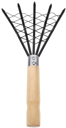 Rastrello da Spiaggia per Vongole in Acciaio Inox, 1 Pezzo | Manico in Legno Nero, Design a Artiglio con Rete Integrata, Sacco a Rete Incluso per Raccolta e Setaccio