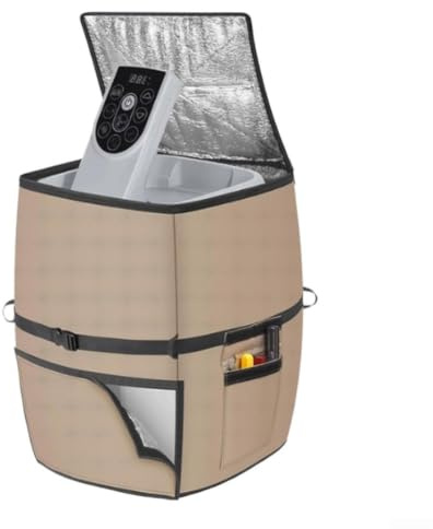 Sawhamale 420D Oxford Spa Heater Pump Cover with Aluminum Foil Insulation for Inflatable Hot Tubs, Weather Resistant Outdoor Protection Case, Khaki, 43x35x54 cm