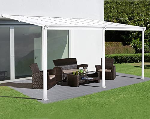 Primrose White Garden Powder Coated Aluminium Veranda Canopy Patio Shade Pergola 10ft x 14ft