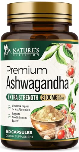 Ashwagandha Supplements - Premium Ashwagandha Capsule for Women & Men, Natural Antioxidant Support Ashwa Root Extract, Extra Strength Calm Support with Black Pepper, Vegan - USA Bottled - 180 Capsules