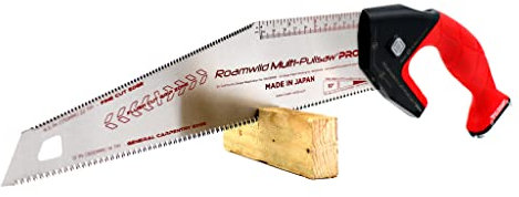 Roamwild Multi Pull Saw PRO Japanese Double Edge Pullsaw – 12 inch/30cm 14 TPI & Unique Angled 6.5 inch/17cm 22 TPI - Nail Puller & Hammer (Roamwild Multi Pull Saw PRO)