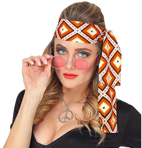 W WIDMANN MILANO Party Fashion - Fascia per capelli anni '60 e '70 | Fascia per capelli per costumi hippie / Flower Power, Carnevale, feste a tema, festival