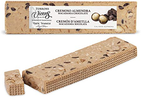 Turrón Cremoso de Almendra con Macadamia de Chocolate 300gr Alargado
