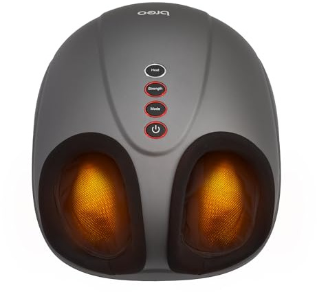 Breo Electric Foot Massagers for Pain and Circulation with Heat, Shiastu Foot Massager Deep Kneading, Air Compression, Rolling Massage for Tired Feet and Plantar Fasciitis, Fits up to EU Feet Size 46