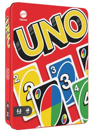 Mattel Games UNO-Kartenspiel, mit 112 Karten in hochwertiger Metallbox, exklusive Sammlerdose, Gesellschaftsspiel, Spielzeug ab 7 Jahren, HGB63