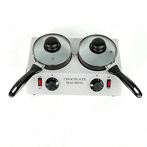 ROMYIX Chocolate Melting Machine Electric Chocolate Melting Pot with 2 Ceramic Non-stick Pan,220V 80W Professional Chocolate Tempering Machine with Manual Control,30-85℃/86-185℉ Adjustable Temperature