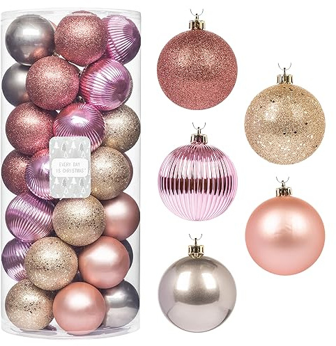 Every Day is Christmas Ornaments, Shatterproof Christmas Tree Ornament Set, Christmas Balls Decoration 35 Count (2.75/70mm, Gold Iridium)