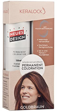 Keralock Permanent Coloration Goldbraun, Mehrmals Verwendbar, Färben und Nachfärben, Ohne Anmischen, Bis zu 4 Monate Wiederverwendbar, Zuverlässige Grauabdeckung