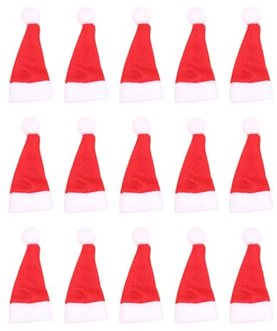 Mini Weihnachtsmütze Weihnachten Weinflasche Abdeckung: 70 Stücke Nikolausmütze Topper Cover Filz Weihnachtsmann Mütze Besteckhalter Puppe Flaschen Kleidung Verpackung Weihnachtsdeko Tischdeko