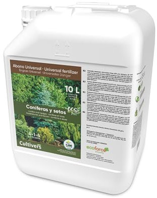 CULTIVERS Engrais écologique pour conifères et Haies 10 L. Engrais Liquide 100% Biologique et Naturel. Prévient Les Maladies, arbustes vigoureux, Feuillage Plus Vert