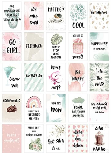 Edition Seidel Set 25 Postkarten Leben & Momente mit Sprüchen - Karten mit Spruch - Geschenk - Dekoidee, Liebe, Freundschaft, Leben, Motivation, Geburtstagskarten lustig Postkarte Karte SW03