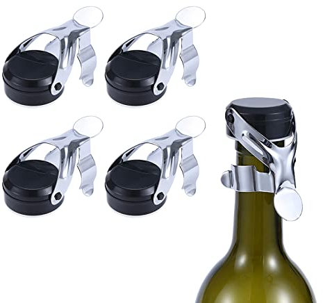 Roselee Tappo per Spumante, 4 Pezzi Tappi Bottiglie Vino in Acciaio Inossidabile Tappo Champagne Professionale Tappi per Bottiglie di Vino Tappo Vino Frizzante per sigillare Vino Spumante Champagne