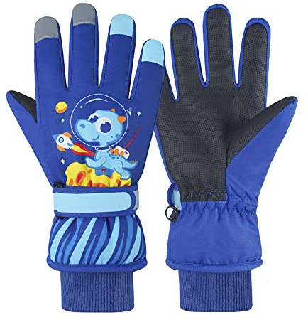 TOKYMOON Kinder Skihandschuhe Snowboard Handschuhe Schneehandschuhe wasserdichte Und Winddichte Winter Handschuhe Anti-Rutsch Plüsch Gefüttert Warm Handschuhe für Mädchen Jungen