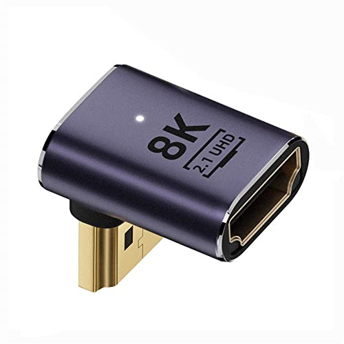 cablecc HDMI-Stecker auf HDMI 2.1-Buchse, niedriges Profil, vertikal, 90 Grad, UHD, nach unten abgewinkelt, kompatibel mit HDTV 8 K, 60 Hz