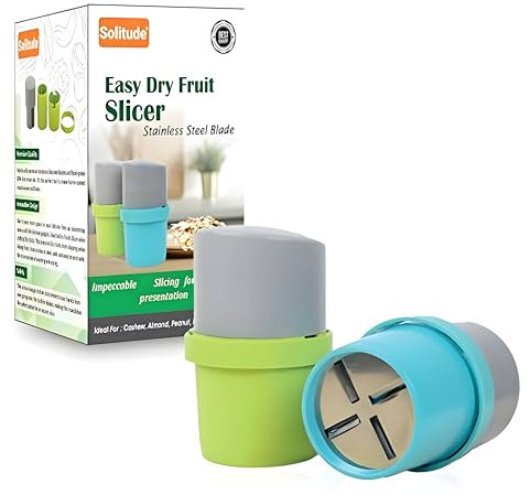Solitude Cortador de frutas secas, rebanador, molino, cortador de chocolate y cortador de mantequilla con hoja 3 en 1 para almendras, anacardos, etc. (acero inoxidable, plástico ABS) estándar verde