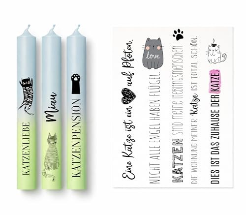 Kerzen Tattoofolie Katzen Sprüche DIN A4 – Kerzensticker für Katzenliebhaber – Wasserschiebefolie für Kerzen & Keramik – DIY Geschenkidee
