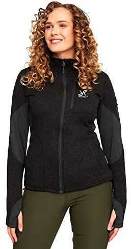 RevolutionRace Fusion Fleece für Damen, perfekt für Wanderungen und Outdoor-Abenteuer, Jet Black, XS
