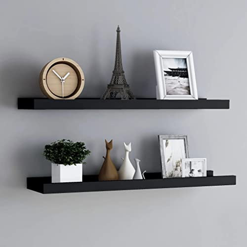 INLIFE Bilderleisten 2 STK. Schwarz 80x9x3 cm MDF,Schwarz,1.6KG