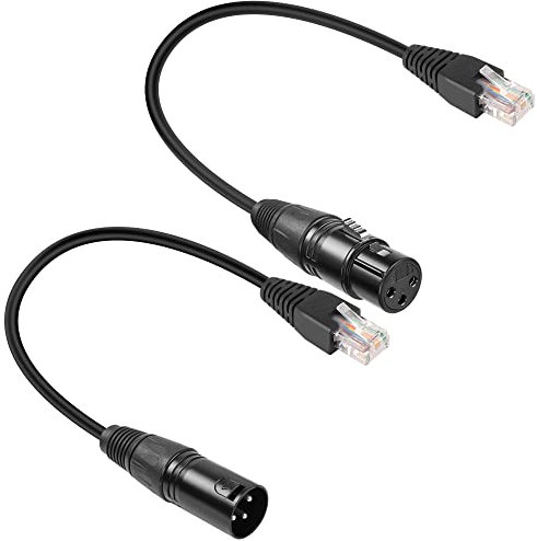 GELRHONR 3pin XLR to RJ45 Male Adapter Cable, DMX XLR Female to RJ45 Network Connector Extension Cable Use Cat5 Ethernet for DMX-CON Controller Series-1.1Ft