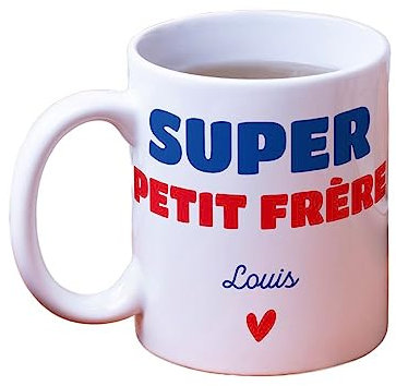 CADEAUX.COM - Tasse Personnalisable Super Petit Frère - Tasse à Café - Mug Personnalisé - Mug Original - Idée Cadeau Personnalisé Photo et Message