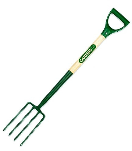 CARTERS - BFSEPY - Solid Forged Border Fork c/w Ash Handle & Green Ergo PYD - Border Fork - Solid Forged Construction - Ergonomic PYD Handle for Comfortable Grip - Gardening Tools, Accessories