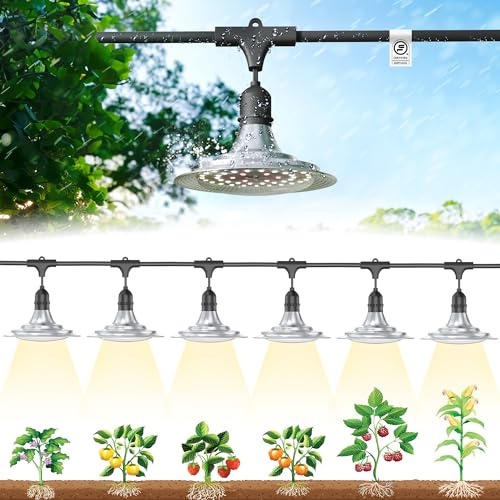 EVERYGROW - Grow Lights for Greenhouses Full Spectrum Grow Lights for Outdoor Plants Waterproof String IP44 Outdoor Grow Light String