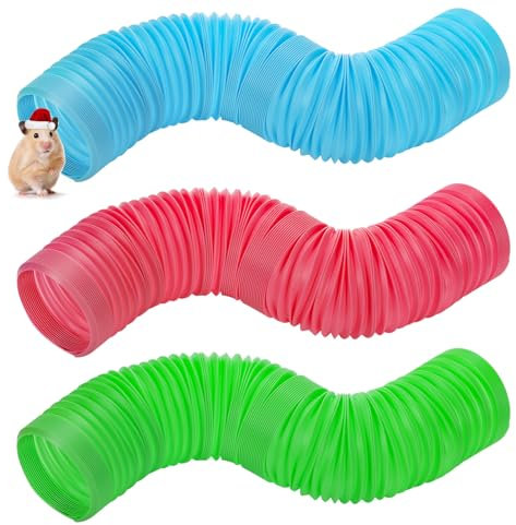 ZENFUN 3 Packungen Hamster Fun Tunnel, Haustier Maus Kunststoffrohr Faltbar Kunststoff Tunnel Tube Pet Hideaway Training Hideout Tunnel für Meerschweinchen, Chinchillas, Ratten, Frettchen