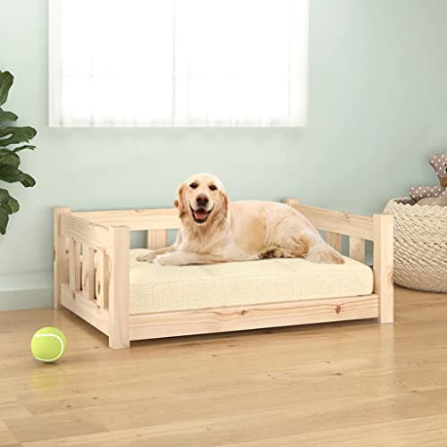 Camerina Hundebett 75,5x55,5x28 cm Massivholz Kiefer Hundematte Outdoor Flauschiges Hundebett