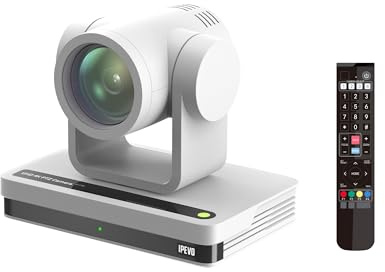 Ipevo 【VC-Z4K UHD 4K PTZ Kamera 1/2,8 Zoll HD CMOS, 12X optischer Zoom, AI AutoTracking, HDMI/USB-C, LAN, PoE Ideal für Bildung, Videokonferenzen, Kirche, Live-Streaming auf YouTube, OBS, Zoom, Weiß