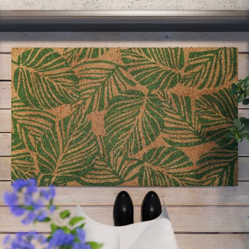Wecon Home Jungle Mat gewebte Fußmatte, 40 x 60 cm, grün | Stylische Kokos-Fußmatte für den Innen- und Zwischenbereich