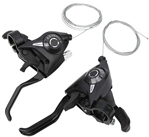 LIYJTK 1 paire de leviers de frein et de levier de vitesse pour vélo 3x7 21 vitesses avec câble de changement de vitesse VTT 7 leviers gauche droite pour vélos de course en ville