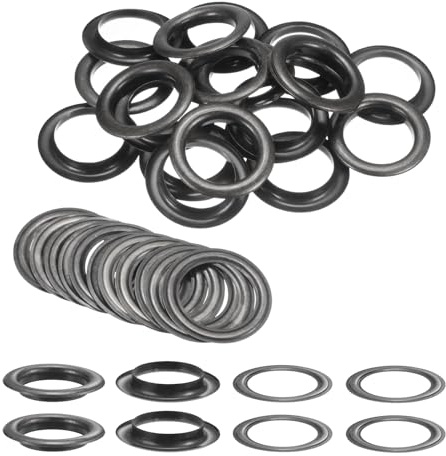QUARKZMAN 20 Stück Ösen 40mm Kupfer Ösen Metallösen Rostfrei Einschlagösen Grommet Befestigungsösen für Planen Banner Leder Stoff Schuhe Handtaschen Vorhänge Bastel, Hellschwarz | Set mit Metallösen, für Vorhänge aus Stoff, Ledergürtel, Taschen DIY