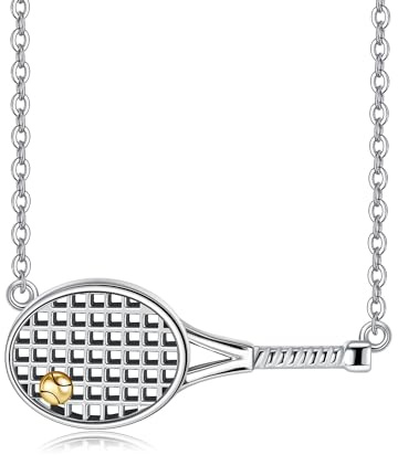 DAYLINLOVE Tennis Halsketten 925 Sterling Silber Tennis Schläger Anhänger Halskette Tennis Geschenke für Frauen Tennis Liebhaber