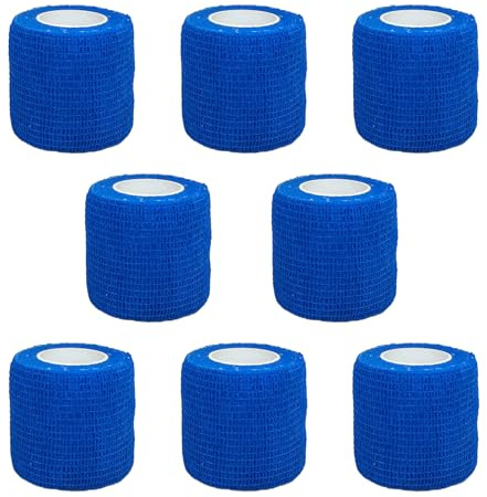 8 Rouleaux Bandage Autoadhésif Bande Cohésive Elastique non Tissées Medical Premiers Secours Bandage, pour Poignet Genou Cheville Pied et Main 5 cm x 4.5 m (Bleu)