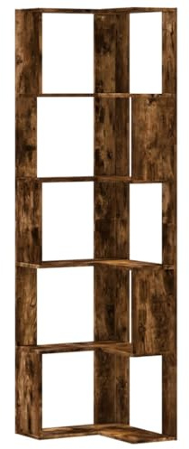 vidaXL Estantería Esquina 5 Niveles Madera Roble Ahumado 50x50x179 cm