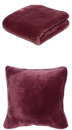 Gözze Premium Cashmere-Feeling Decke und 2er Set Cashmere-Feeling Kissen, 130x170 cm + 50x50 cm, Farbe: Beere