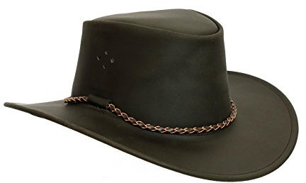 Outbacker Allwettertauglicher Kinder Cowboy Leder-Hut in schwarz und braun 55-56 cm