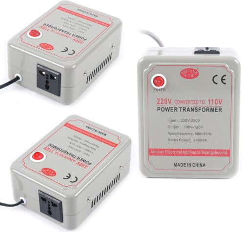 Convertidor de voltaje, transformador, 230 V a 110 V, inversor, transformador, convertidor de voltaje para usar con todos los aparatos electrónicos y eléctricos (2000 W)