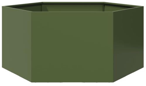 BOWEKAM Home & Garden-Garden - Maceta hexagonal verde oliva, 104 x 90 x 45 cm, acero, elección de muebles