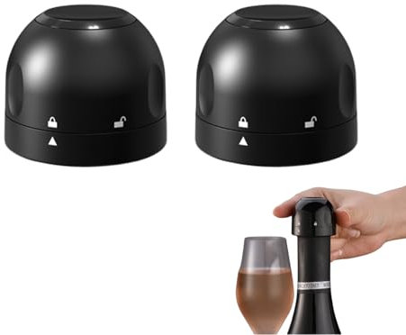 Eruceky 2 Pezzi Tappo per Bottiglie di Champagne, Chiusura per Bottiglie di Spumante, Pompa Vuoto per Vino, Con chiusura ermetica e blocco per la Conservazione E la Freschezza Del Vino Rosso