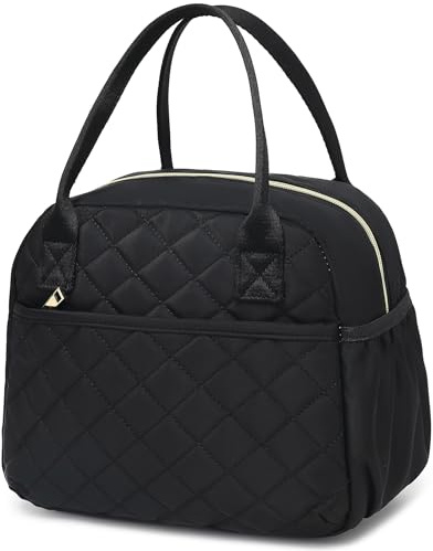 LOIDOU Lunchtasche Damen, isolierte Kühltasche, Schwarz | 9,4 L, gesteppt