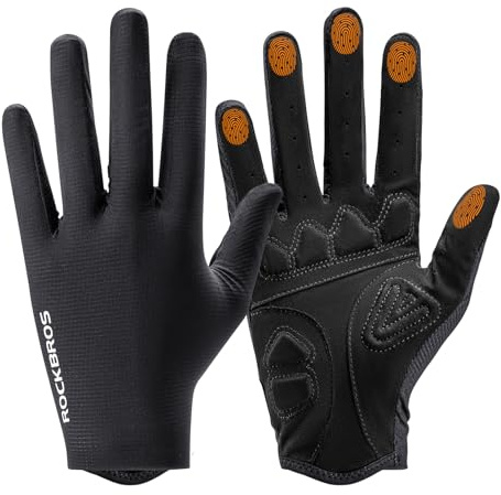 ROCKBROS Guantes Ciclismo Hombre Mujer, Guantes Deporte Dedo Completo Pantalla Táctil en Todos Los Dedos, Antideslizante y Transpirable para MTB Bicicleta Carretera Gravel Running