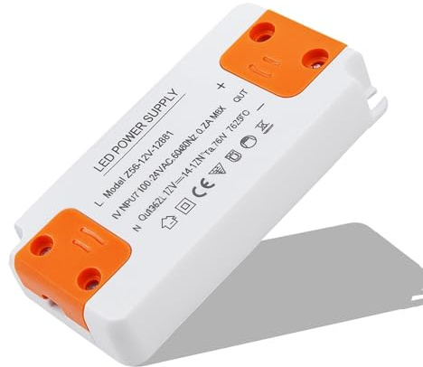 LED Trafo 12V 12W, LED Netzteil Treiber Transformator 230V AC auf 12V DC Gleichstrom, Kompakter Extrem Dünner Konstantspannung Niedervolttrafo für Niedervolt Lampen Spots Strip