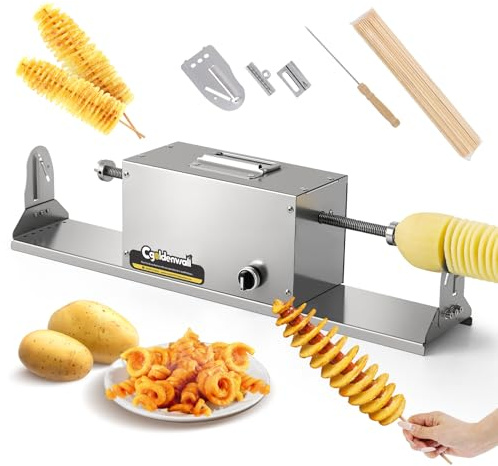 CGOLDENWALL Spiralschneider Kartoffelschneider Elektrischer, Tornado Kartoffel Spiralschneider Edelstahl für Lockige Pommes und Tornado Chips, Kartoffeln, Karotten, Gemüse, Obst, Gurken