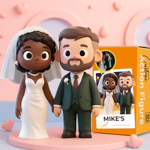 VEELU Custom Bobblehead Custom Action Figure from Photo Personalized Full Body Mini Figurine Statue Single, Couple, Family or Pet Personalized Gifts for Birthday Anniversary Christmas (2 Person)