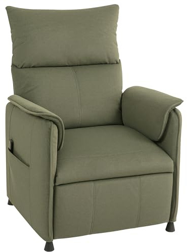 HOMCOM Sillón Relax Reclinable Eléctrico Sillón Reclinable Silencioso con Función Memoria Reposapiés Mando a Distancia Bolsillos Laterales Tela Apto para Mascotas para Dormitorio Salón Verde Oscuro