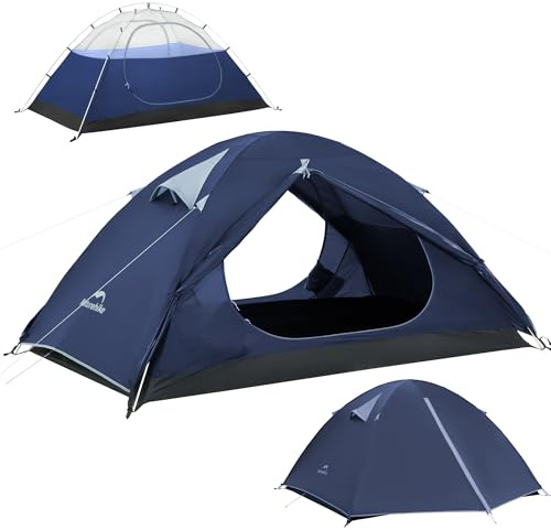 Naturehike Bleik Ultralight - Kuppeltält, vattentätt, 3000 mm, för 2-3 personer, lätt, för camping, vandring och trekking (blå/3 personer)